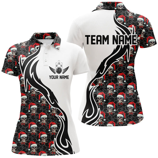 Individuelle Weihnachts-Damen-Bowling-Polohemden, Schädel-Bowlingteam-Trikots, Bowler-Geschenke IPHW5376