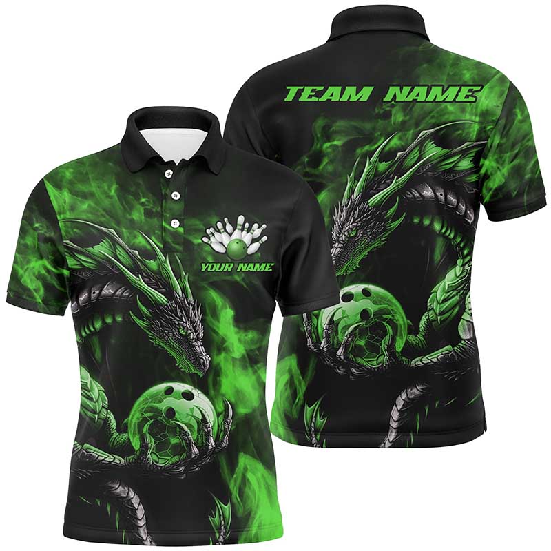 Individuelle mehrfarbige Drachen-Bowlingteam-Polo- und Quarter-Zip-Hemden für Herren, Damen und Kinder IPHW5874