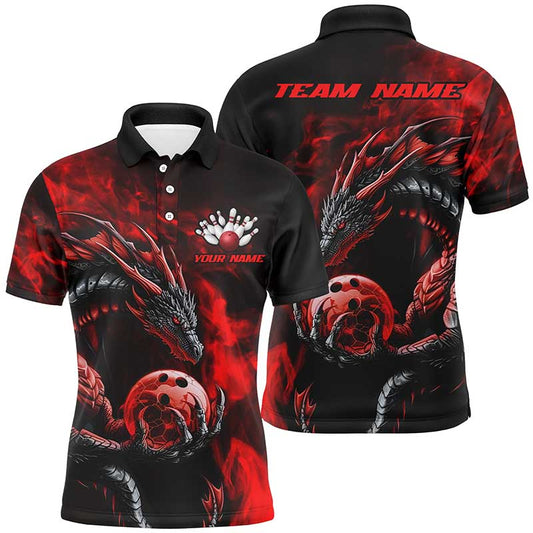 Individuelle mehrfarbige Drachen-Bowlingteam-Polo- und Quarter-Zip-Hemden für Herren, Damen und Kinder IPHW5874