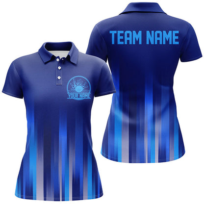 Individuelle blaue Bowlinghemden für Damen, Bowling-Logo-Team-Bowling-Trikots, Bowler-Outfit IPHW5209