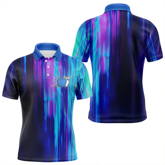 Blau-lila individuelle Bowlinghemden für Herren, Galaxy-Bowlingteam-Hemden IPHW6793.1