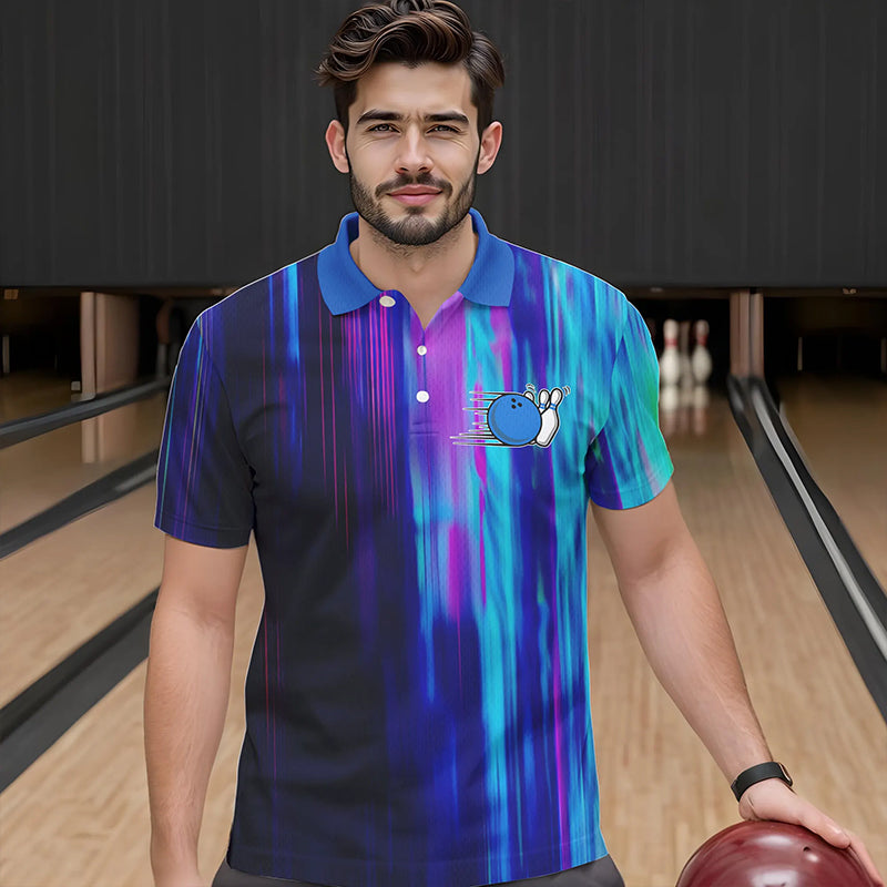 Blau-lila individuelle Bowlinghemden für Herren, Galaxy-Bowlingteam-Hemden IPHW6793.1