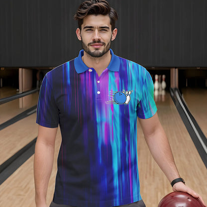 Blau-lila individuelle Bowlinghemden für Herren, Galaxy-Bowlingteam-Hemden IPHW6793.1