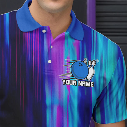 Blau-lila individuelle Bowlinghemden für Herren, Galaxy-Bowlingteam-Hemden IPHW6793