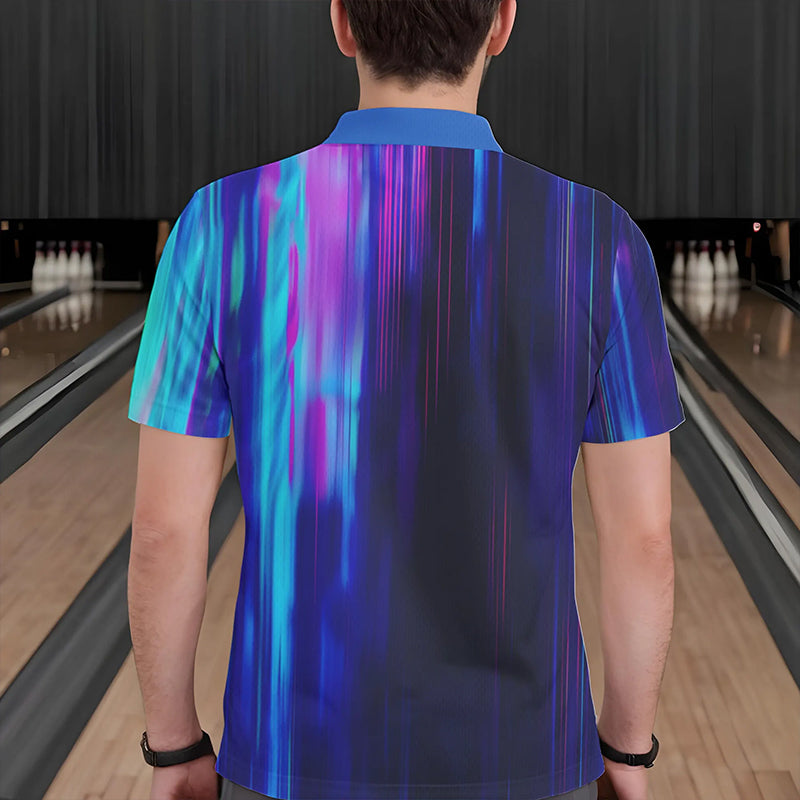 Blau-lila individuelle Bowlinghemden für Herren, Galaxy-Bowlingteam-Hemden IPHW6793.1