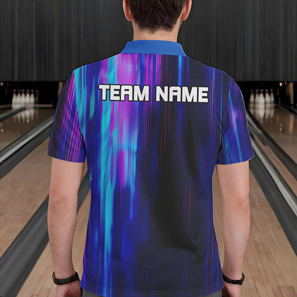 Blau-lila individuelle Bowlinghemden für Herren, Galaxy-Bowlingteam-Hemden IPHW6793