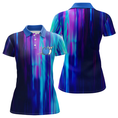 Blau-lila individuelle Bowlinghemden für Damen, Galaxy-Bowlingteam-Hemden IPHW6793.1