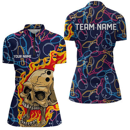Individuelle Bowlinghemden für Damen, Schädel-Bowlingteam-Hemden, Bowlingpin IPHW4980