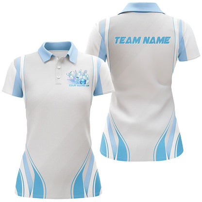 Blaue Bowlinghemden für Damen, individuelle Namens-Bowling-Uniformen, Bowlingtrikots IPHW6956