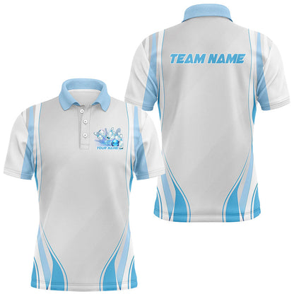Blaue Bowlinghemden für Herren und Damen, individuelle Namens-Bowling-Uniformen, Bowlingtrikots IPHW6956