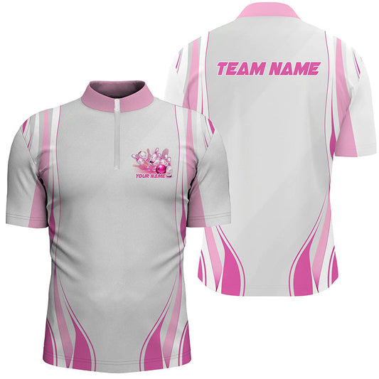 Pinke Bowlinghemden für Herren und Damen, individuelle Namens-Bowling-Uniformen, Bowlingtrikots IPHW6957