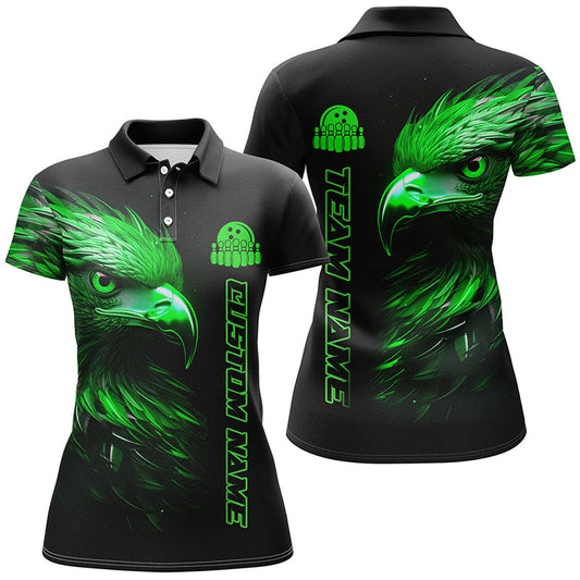 Grüner Adler Maßgeschneiderte Bowling-Polo-Shirts für Damen Bowling-Liga-Team-Trikots IPHW5314