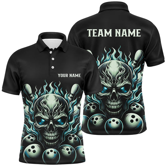 Mehrfarbige individuelle Schädel-Bowlinghemden für Herren und Damen, unisex Flammen-Bowlingteam-Hemden für Bowler IPHW5926