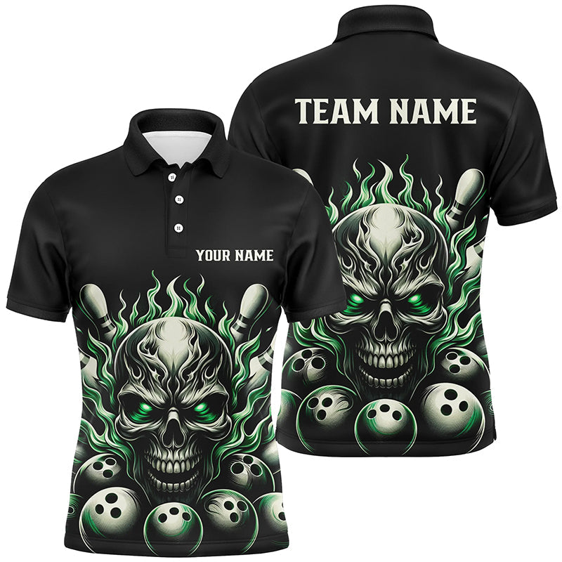Mehrfarbige individuelle Schädel-Bowlinghemden für Herren und Damen, unisex Flammen-Bowlingteam-Hemden für Bowler IPHW5926