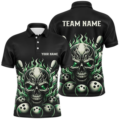 Mehrfarbige individuelle Schädel-Bowlinghemden für Herren und Damen, unisex Flammen-Bowlingteam-Hemden für Bowler IPHW5926