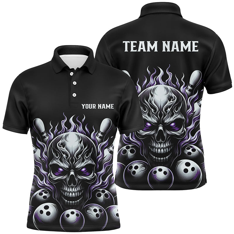 Mehrfarbige individuelle Schädel-Bowlinghemden für Herren und Damen, unisex Flammen-Bowlingteam-Hemden für Bowler IPHW5926