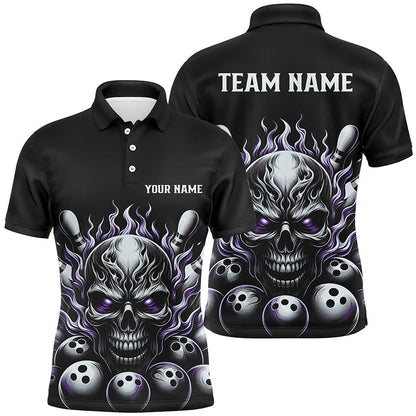 Mehrfarbige individuelle Schädel-Bowlinghemden für Herren und Damen, unisex Flammen-Bowlingteam-Hemden für Bowler IPHW5926