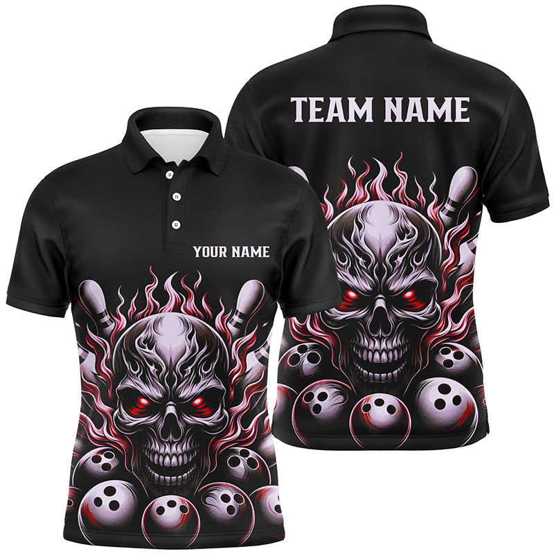 Mehrfarbige individuelle Schädel-Bowlinghemden für Herren und Damen, unisex Flammen-Bowlingteam-Hemden für Bowler IPHW5926