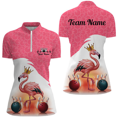 Flamingo-pinkes Bowlingkugel-Muster, individuelle Teamhemden für Damen, Bowlingtrikots IPHW6694