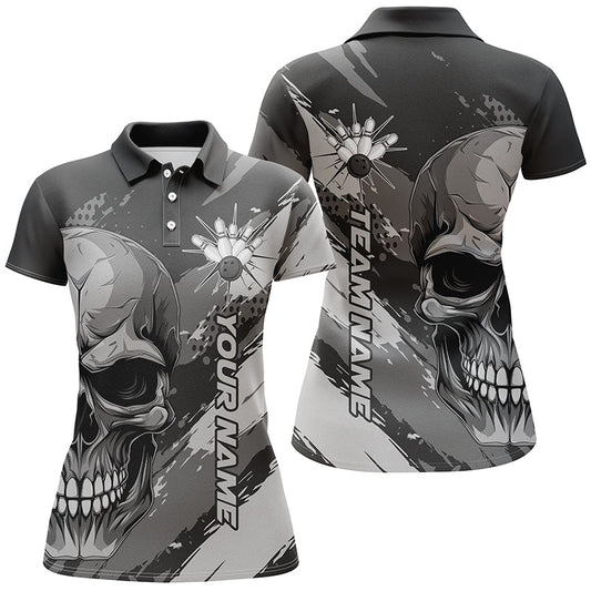 Personalisierte Schädel-Bowlinghemden für Damen, individuelle Teamnamen-Flammen-Bowler-Trikots IPHW5168