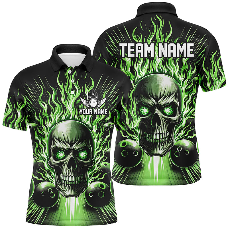 Personalisiertes mehrfarbiges Schädel-Bowlinghemd für Herren, Damen und Kinder, individuelle Bowlingteam-Flammen-Bowler-Trikots IPHW5819