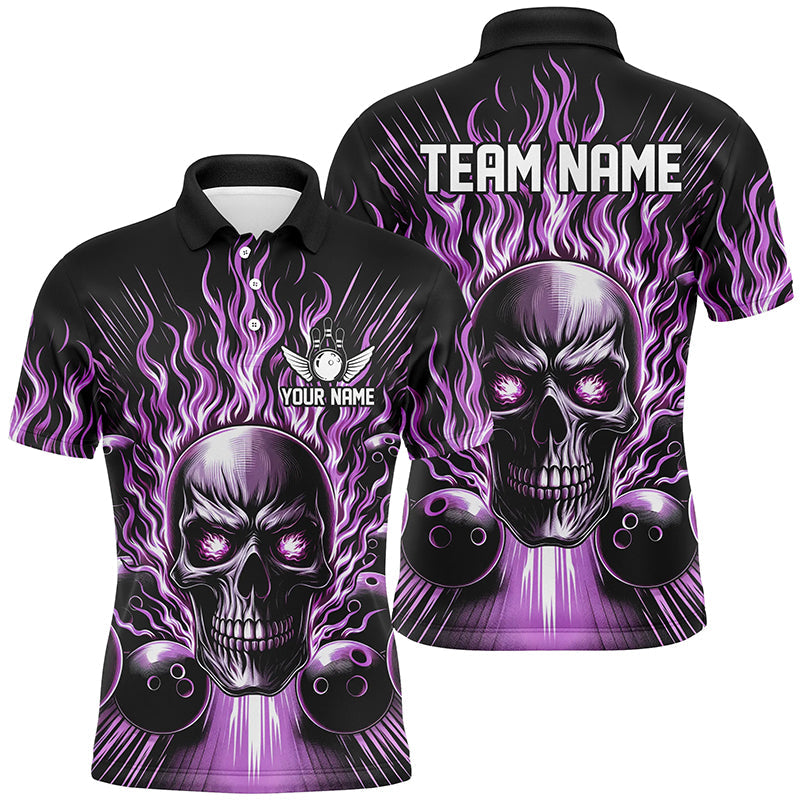 Personalisiertes mehrfarbiges Schädel-Bowlinghemd für Herren, Damen und Kinder, individuelle Bowlingteam-Flammen-Bowler-Trikots IPHW5819