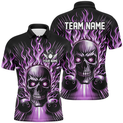 Personalisiertes mehrfarbiges Schädel-Bowlinghemd für Herren, Damen und Kinder, individuelle Bowlingteam-Flammen-Bowler-Trikots IPHW5819