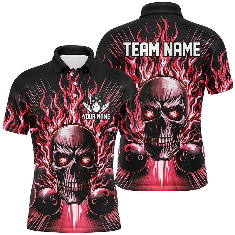 Personalisiertes mehrfarbiges Schädel-Bowlinghemd für Herren, Damen und Kinder, individuelle Bowlingteam-Flammen-Bowler-Trikots IPHW5819
