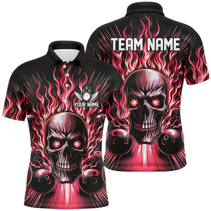 Personalisiertes mehrfarbiges Schädel-Bowlinghemd für Herren, Damen und Kinder, individuelle Bowlingteam-Flammen-Bowler-Trikots IPHW5819