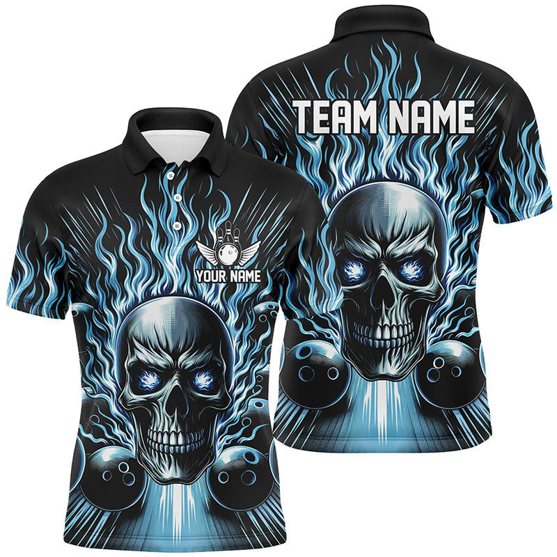 Personalisiertes mehrfarbiges Schädel-Bowlinghemd für Herren, Damen und Kinder, individuelle Bowlingteam-Flammen-Bowler-Trikots IPHW5819