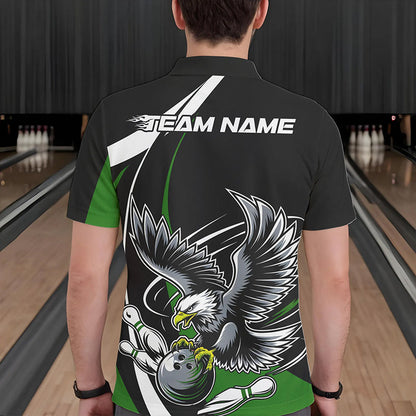 Maßgeschneiderte Schwarz-Grüne Adler-Bowling Herren-Poloshirts, Adler-Bowling-Team-Trikots IPHW8735
