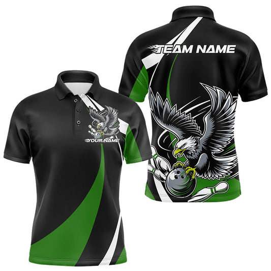 Maßgeschneiderte Schwarz-Grüne Adler-Bowling Herren-Poloshirts, Adler-Bowling-Team-Trikots IPHW8735
