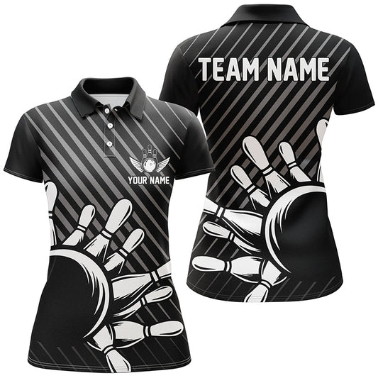 Personalisierte Bowlingtrikots mit Name und Teamname, Bowling-Polohemd für Damen IPHW5338