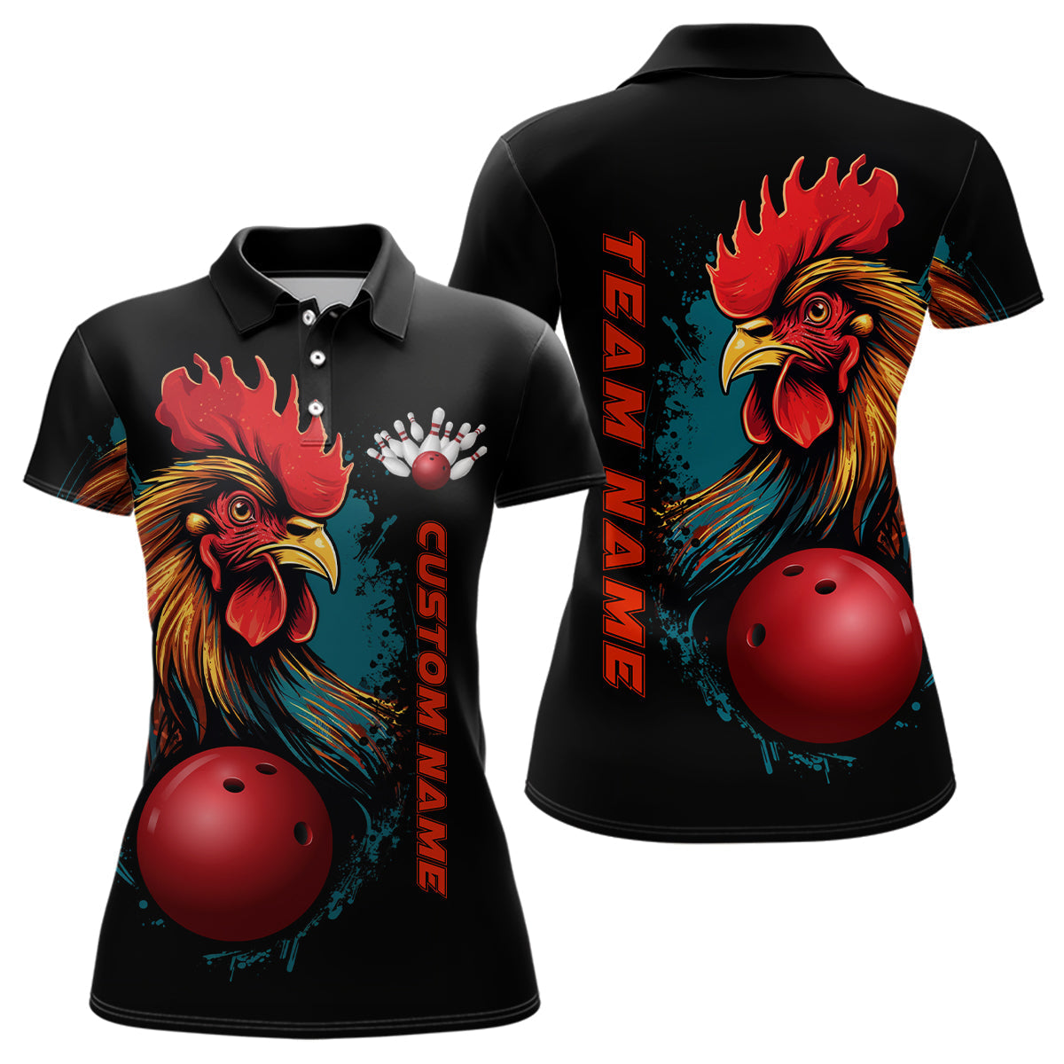 Individuelle Hühner-Bowlinghemden für Damen, Bowling-Polohemden, Bowlingliga-Trikots IPHW5290