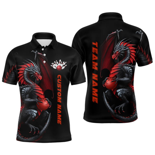 Individuell gestaltete Herren-Bowling-Poloshirts mit Drachen-Design, Mannschafts-Trikots für Bowling-Ligen IPHW5292