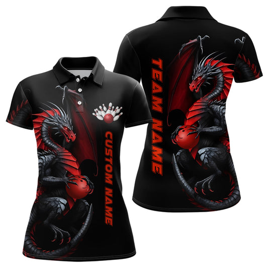 Individuelle Drachen-Bowling-Polohemden für Damen, Bowlingteam-Trikots, Bowler-Outfit, Bowlingbekleidung IPHW5292