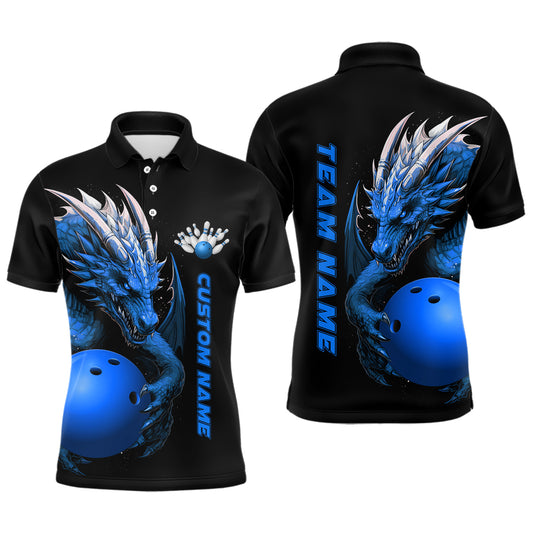 Individuell gestaltete Herren-Bowling-Poloshirts mit blauem Drachen-Design, Mannschafts-Trikots IPHW5294