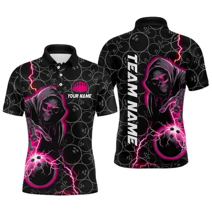 Individuelle mehrfarbige Schädel-Bowlingteam-Hemden für Herren, Damen und Kinder, Bowling-Polo- und Quarter-Zip-Hemden für Bowler IPHW5914