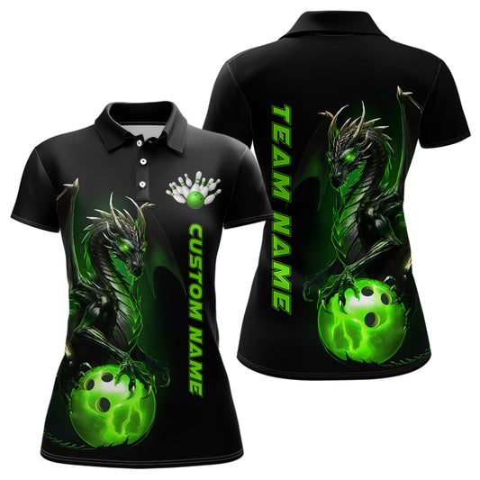Individuelle Damen-Bowling-Polohemden, grüne Drachen-Bowlingteam-Trikots, Bowlingliga-Hemden IPHW5350