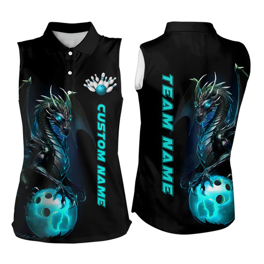 Blaue Drachen-Bowlinghemden für Damen, ärmellose Bowlinghemden-Uniform IPHW5351