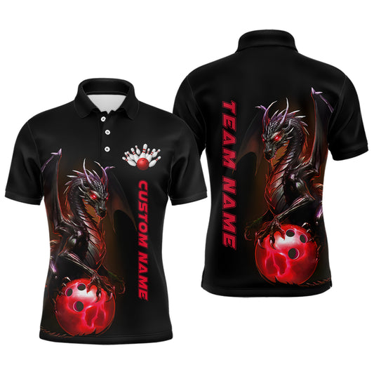 Individuelle Herren-Bowling-Polohemden, rote Drachen-Bowlingteam-Trikots, Bowlingliga-Hemden, Outfits IPHW5352