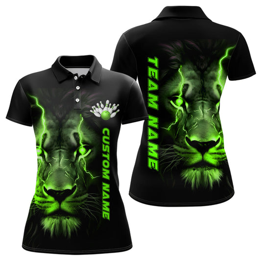 Individuelle grüne Löwen-Damen-Bowling-Polohemden, Bowlingliga-Hemden, Damen-Bowlingtrikots IPHW5358
