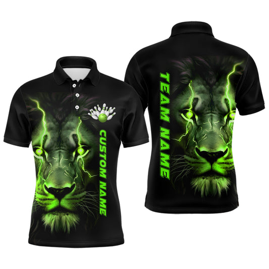 Individuelle grüne Löwen-Herren-Bowling-Polohemden, Bowlingliga-Hemden, Bowlingteam-Outfits IPHW5358