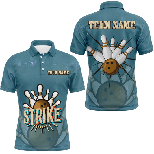 Individuelle "Strike Bowling"-Herren-Polohemden, Vintage-Bowlingteam-Trikots, Retro-Bowler-Outfits IPHW5391