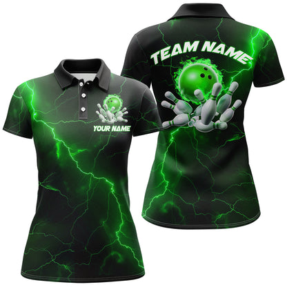 Grüne "Thunder Lightning"-Flammen-Bowlingkugel, individuelle Bowlingteam-Hemden für Damen, Bowler IPHW6717