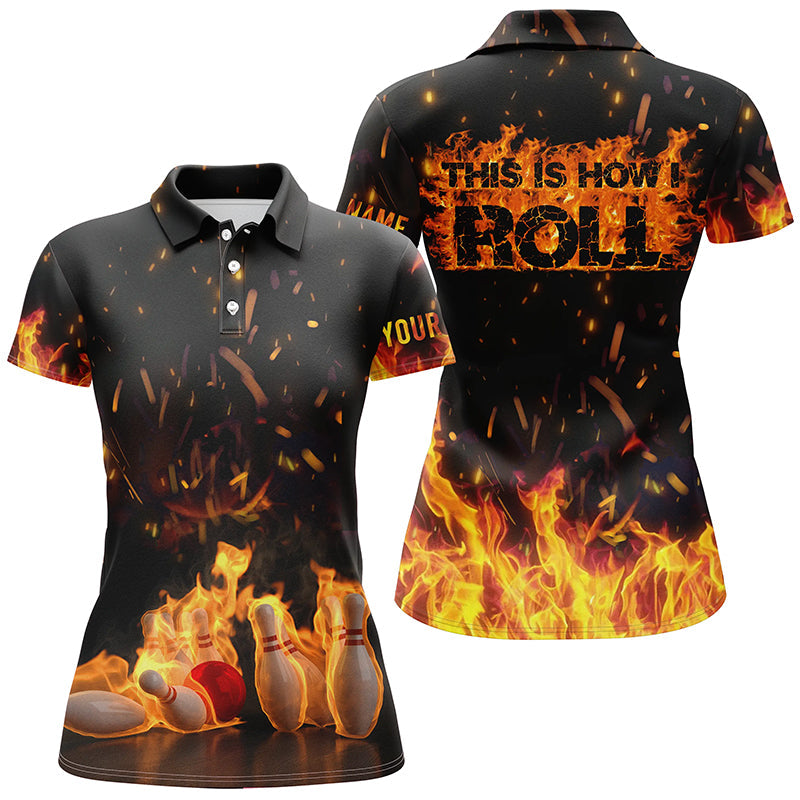 Damen Bowling-Hemden individuelle Bowlingkugel und Pins, personalisierte Bowlinghemden für Frauen NQS4333