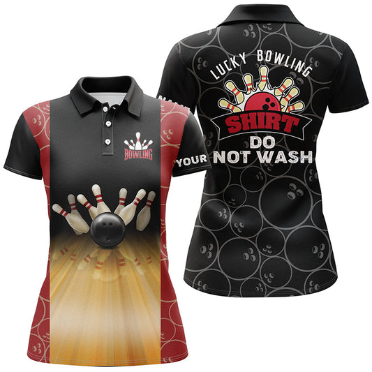 Personalisierte lustige Vintage-Bowling-Poloshirts für Damen, personalisierter Name: "lucky bowling shirt do not wash" NQS4579