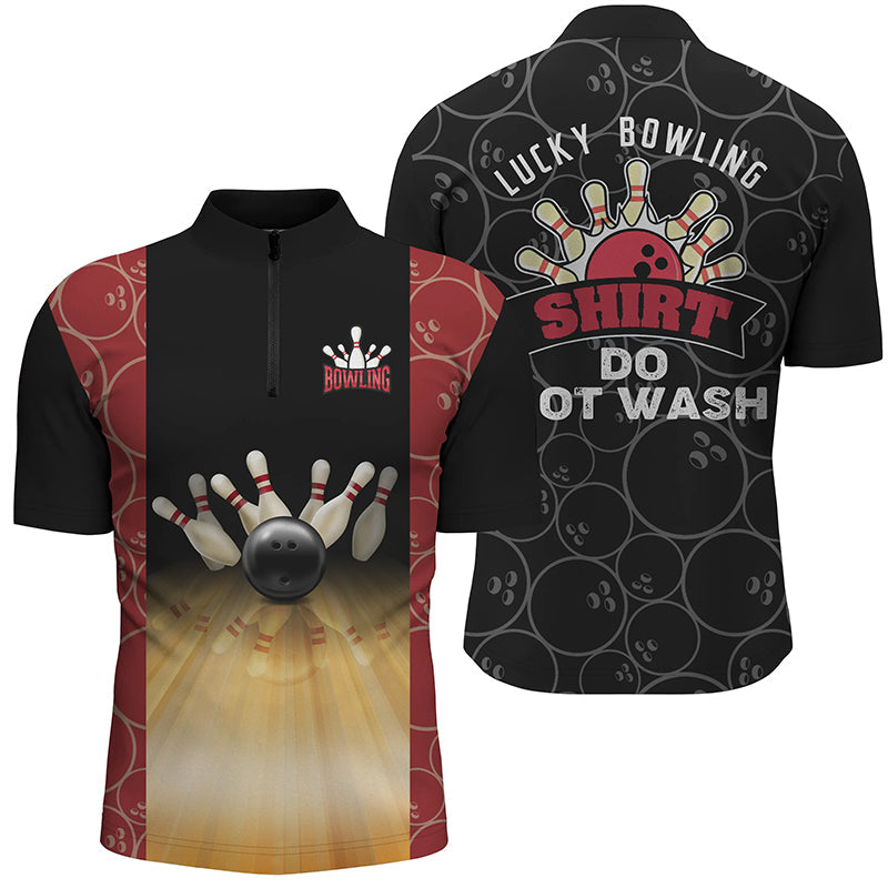 Personalisierte lustige Vintage-Bowlinghemden mit Viertelreißverschluss für Männer: lucky bowling shirt do not wash NQS4579