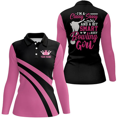 Individuelle Pinke Bowling-Poloshirts für Damen I'm a classy sassy and a bit smart assy bowling girl NQS6695