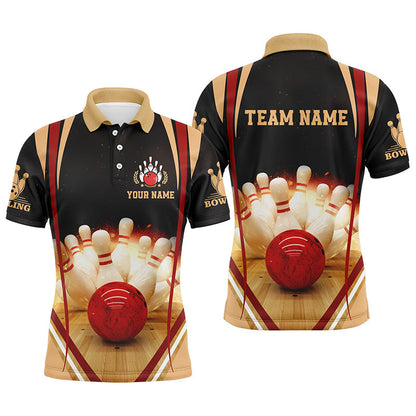 Schwarze Vintage-Bowlinghemden für Männer, personalisierter Name und Teamname, Bowling-Trikots, Bowling-Teamhemden NQS4477